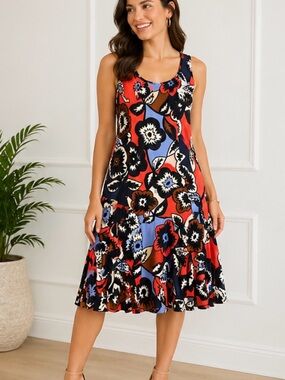 DIANE VON FURSTENBERG “UMA” SILK Sleeveless Flounce Dress Size 8